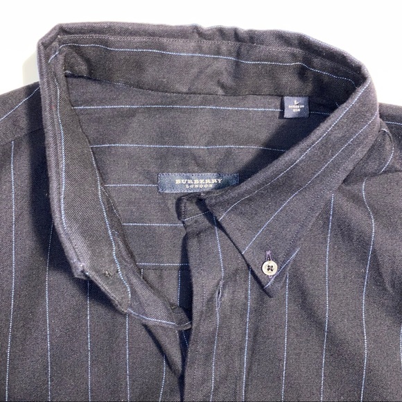 Burberry Navy Blue Striped Button Down Shirt - Picture 6 of 10